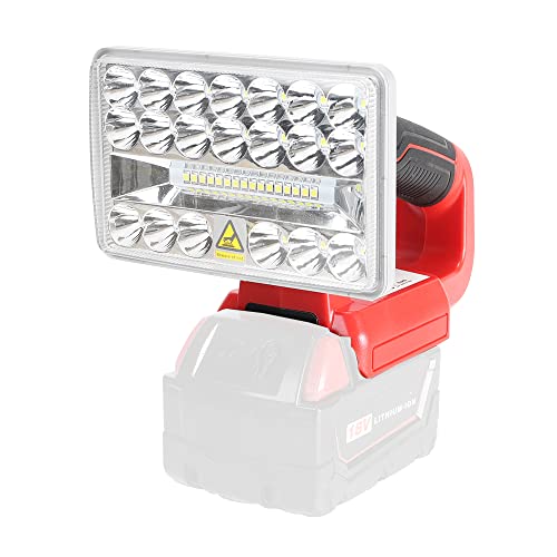 Hipoke 18V Akku LED Arbeitslicht Tragbarer Außenstrahler mit USB-Anschluss 18W 2000LM Taschenlampe Kompatibel mit Milwaukee M18 18V Li-Ion Akku 48111828 nur Licht von Hipoke