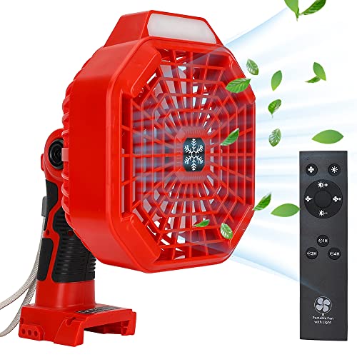 Akku-Ventilator batteriebetrieben,Hipoke 3-Speed-3-Timer Desktop-Ventilator mit LED-Licht und Fernbedienung Kompatibel mit Milwaukee M18 18V Batterie,Persönlicher USB Schreibtisch Ventilator von Hipoke