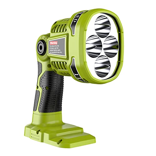 Hipoke 18V Werkzeuge LED-Licht Tragbarer Outdoor 12W Taschenlampe Kabelloses LED-Arbeitslicht Kompatibel mit Ryobi 18V Ni-Cd Ni-Mh Li-Ionen-Akku P100 P101 P106 (kein Akku) von Hipoke