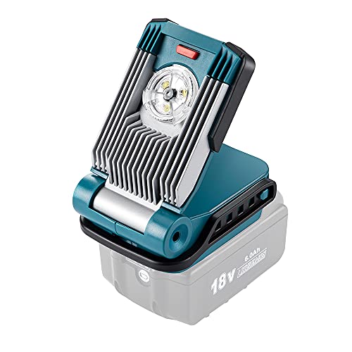 Hipoke LED-Arbeitsleuchte, tragbar, wiederaufladbar, 420 lm, 14,4 V/18 V, 9 W, Jobsite-Beleuchtung, batteriebetriebene Baustellenlampe, kabellos, Notfall, Sicherheitslicht für Camping, Garage von Hipoke