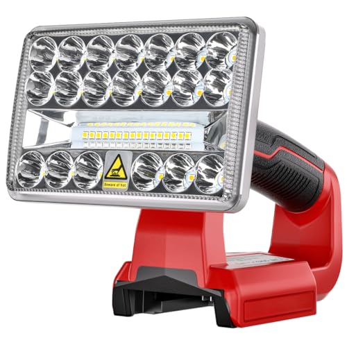 Hipoke Kabelloses LED-Arbeitslicht, 30W 3300lm Outdoor Flutlicht und Scheinwerfer mit USB-Anschluss Multifunktions-Taschenlampe,kompatibel mit Milwaukee M18 18 V Li-Ionen-Akku (kein Akku) von Hipoke