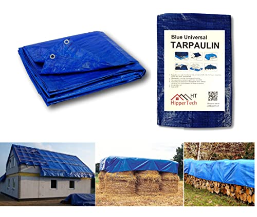 HipperTech® Blaue, wasserdichte Plane, Plane, gewebtes Polyethylen und laminiert, 4 m x 6 m = 24 m², 60 g/m², Gewicht: von HipperTech