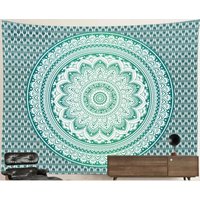 Turquoise Blossom Mandala Tapestry Trippy Hippie Psychedelic Spiritual Decoration Wall Hanging Meditation Flower Fractal Pattern Boho Bloom Turquoise Blossom Mandala Tapestry Trippy Hippie Psychedelic Spiritual Decoration Wall Hanging Meditation Flower Fractal Pattern Boho Bloom von HippieNTapestryWorld