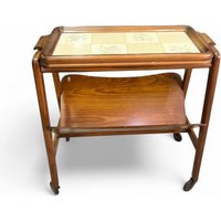 Original 60Er Jahre Servierwagen Mit Zeitungsablage Und Abnehmbarem Grünstadt Edelkeramik Tablett. Ein Deutscher Mid Century Klassiker von HipstoricalHome