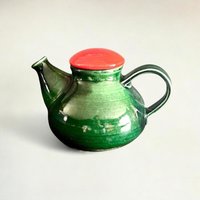 Retro Teekanne Von Bay Grün Mit Orangefarbenem Deckel 1970Er Jahre in Einem Top Vintage Zustand von HipstoricalHome