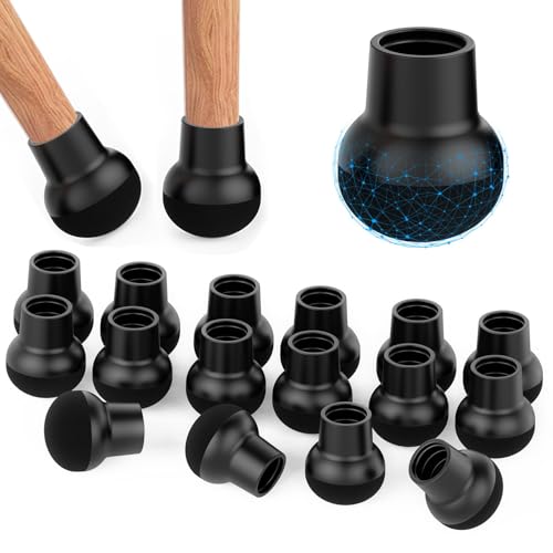 32 Stück Stuhlbeinkappen Rund, Schwarz Stuhlbeinschoner - Silikon Schutzkappen für Stuhlbeine mit Dicker Filzpolstern zum Schutz von Böden – Verhindern Sie Geräusche und Kratze (M: 20-25 mm) von Hiqiku
