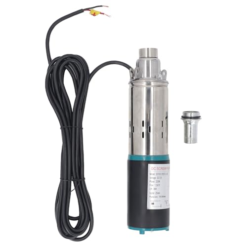 Hiraith 12 V Edelstahl DC Schraubpumpe - 30 M Kopf 1,2 M³/h Fließende Tauchpumpe für Tiefwasserreservoire - Solarantrieb mit 7M Kabel und NPT 3/4 -Zoll -Auslass von Hiraith