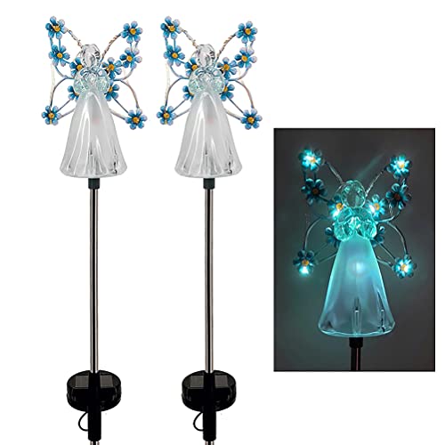 Hiraith 2 Stück Engel Solarleuchten LED Solar Gartenleuchten Outdoor Garten Dekoration wasserdichte Solarleuchten Halloween Weihnachten (Blau), Hiraithh2eg1fb4at-91 von Hiraith
