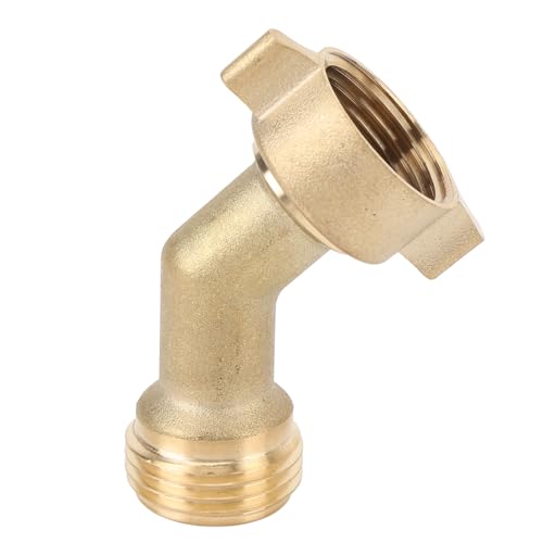 Hiraith 3/4 "Messing 45 ° Wasserschlauch-Ellbogenadapter, Hochleistungs-Wohnmobil-/Wohnmobil-/Anhängeranschluss, Knick-Freely-Gartenschlauch, Marine- und Campingfahrzeugkompatibel von Hiraith