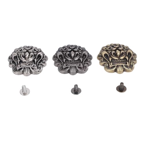 Hiraith 3 Set Dragon Head Metallknöpfe - 33 Mm Zinklegierung Vintage -Kleidung mit Schrauben, Geprägter Antikes Design für Jacken/Denim/Lederhandwerk von Hiraith