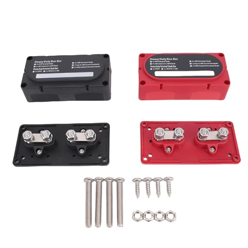 Hiraith 4-Positionen-M10-Sammelschiene, 300-A-Hochstrom-Stromverteilungsblock, Leiter aus Reinem Kupfer und Flammhemmende PC-Basis, für Elektrische Systeme in Autos/Wohnmobilen/Booten von Hiraith