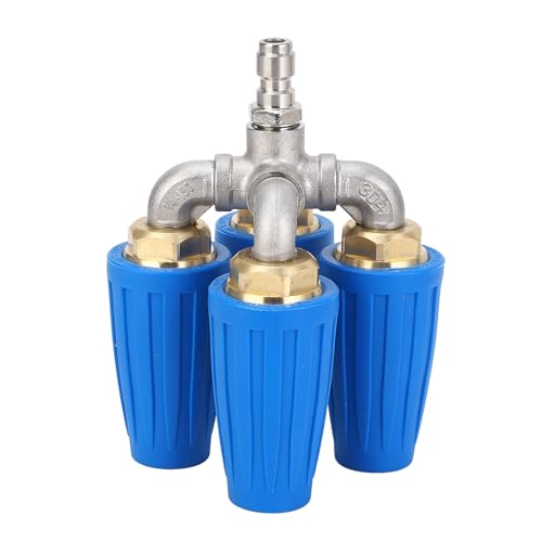 Hiraith 4 in 1 Hochdruck Reiniger Düse Blau 360 Grad Drehende 4000psi 1/4 Zoll Schnellst Ecker Hochdruck Reiniger Turbo-Düse mit 304 Edelstahl und Messing für Fahrzeug von Hiraith