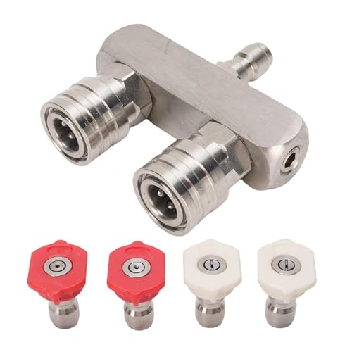 Hiraith 5000 PSI Edelstahl Doppelkopf-Hochdruck Reiniger Düse, 1/4 "Schnell Verbindung mit 4 Tipps, Rostfreies Hoch Leistungs Design, Verbesserte Reinigungs Effizienz Hiraith 5000 PSI Edelstahl Doppelkopf-Hochdruck Reiniger Düse, 1/4 "Schnell Verbindung mit 4 Tipps, Rostfreies Hoch Leistungs Design, Verbesserte Reinigungs Effizienz von Hiraith