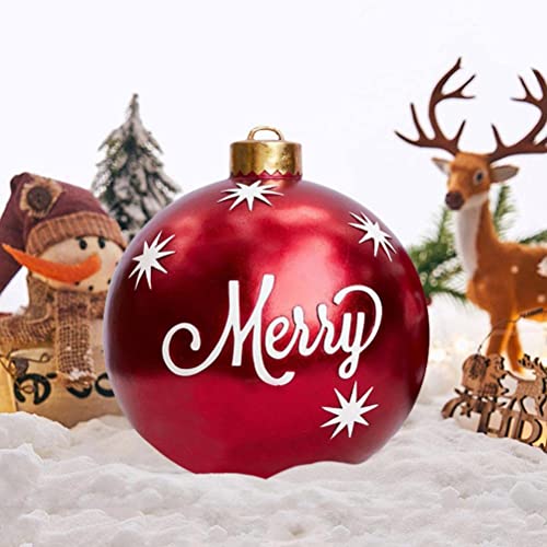 Hiraith Outdoor Aufblasbare Weihnachtskugeln, 60cm PVC Riesen Weihnachten Aufblasbarer Ball mit Pumpe, Garten Crafts Ornament für Familie Weihnachtsfest Party (60cm, T6 mit Pumpe) von Hiraith