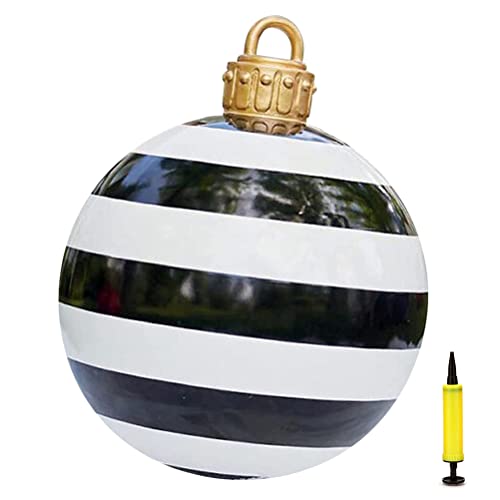 Hiraith Outdoor Aufblasbare Weihnachtskugeln, 60cm PVC Riesen Weihnachten Aufblasbarer Ball mit Pumpe, Garten Crafts Ornament für Familie Weihnachtsfest Party von Hiraith