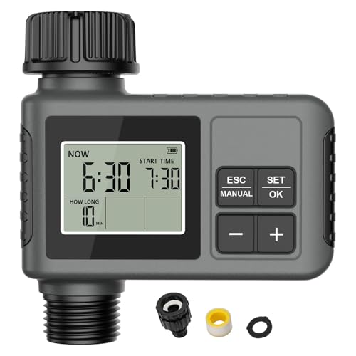 Hiraith Smart Sprinkler Timer mit Regenverzögerung, Programmierbarer Digitaler Gartenschlauchwassertimer für die Tropfbewässerung, IPX5-Wasserdichtung, 15-tägige Flexible Planung, von Hiraith