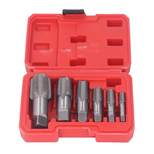 Pipe -Tippset 6PCS NPT 1in 3/4in 1/2in 3/8in 1/4in 1/8in Kohlenstoffstahl -Gewinde -Tipp -Werkzeugkit für PVC -Rohr, Genaue Erdungsgewinde, ohne Leckageanschluss von Hiraith