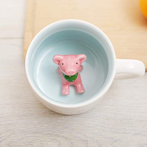 3D-Cartoon-Tier-Kaffeetasse mit Babyschwein im Inneren – Tierliebhaber, Teetassen für Frauen und Mädchen (Schweinchen) von HirrWill