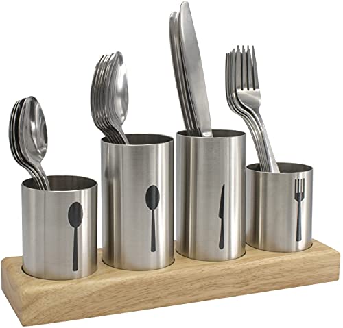 Besteckhalter mit Ablage für Löffel, Messer, Gabeln etc. Ideal für Küche, Esszimmer, Unterhaltung, Buffet, Picknick und mehr Edelstahl mit Bambusholzsockel Besteckhalter mit Ablage für Löffel, Messer, Gabeln etc. Ideal für Küche, Esszimmer, Unterhaltung, Buffet, Picknick und mehr Edelstahl mit Bambusholzsockel von HirrWill