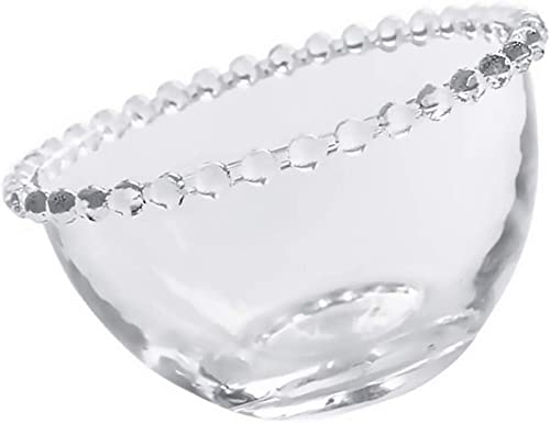 HirrWill Glas-Dessertschalen, Glasschalen mit Perlenrand, Weihnachtspuddingschale, Glasschale für Kristalle, Obstsüßigkeiten, Beeren, Salat, Mittagessen (12,5 x 12,5 x 6,5 cm) (8,5 x 8,5 x 4 cm) von HirrWill