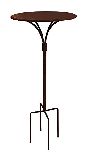 Hirsch Terracotta Gartenstecktisch stabil und massiv Deko Tisch aus Metall in Naturrost, Tisch Blumenhocker Beistelltisch (Ø:41cm Höhe:72cm) von Hirsch Terracotta