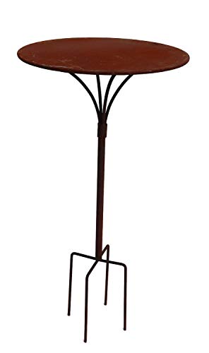 Hirsch Terracotta Gartenstecktisch stabil und massiv Deko Tisch aus Metall in Naturrost, Tisch Blumenhocker Beistelltisch (Ø:55cm Höhe:67cm) von Hirsch Terracotta