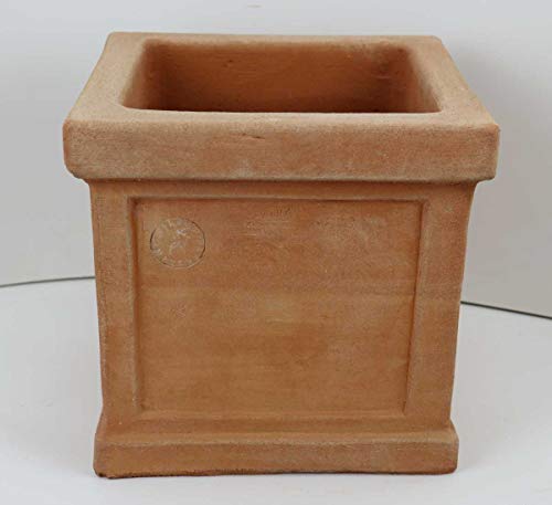 Hirsch Terracotta Terracotta Impruneta Cubo Liscio Con Bordo 34x34x32,5cm Form Quadrat ohne Verzierung Blumentopf, Gefäß, Würfel von Hirsch Terracotta