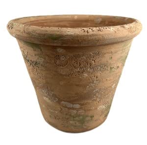 Hirsch Terracotta Vaso Caspo 35 cm Galestro Antik D-Aussen 35 cm D-Innen 31 cm Höhe 30 cm Rund Blumentopf Kräutertopf von Hirsch Terracotta