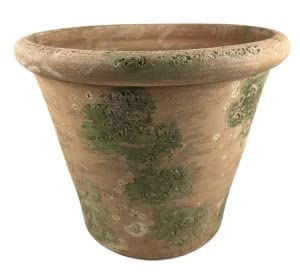 Hirsch Terracotta Vaso Caspo 40 cm Galestro Antik D-Aussen 40 cm D-Innen 36 cm Höhe 33 cm Stellfläche 26 cm Form Rund Blumentopf Kräutertopf von Hirsch Terracotta