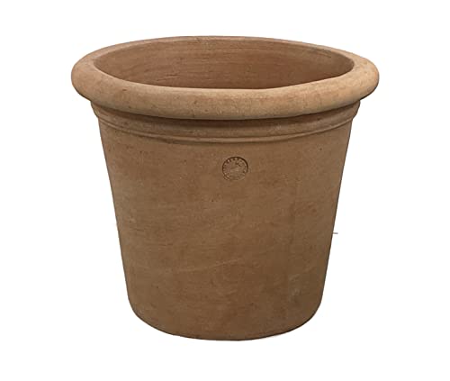 Hirsch Terracotta Vaso ohne Dekoration Ø 60 cm Terra di Impruneta Stabiler Blumentopf Übertopf mit sicherer Standfläche von Hirsch Terracotta