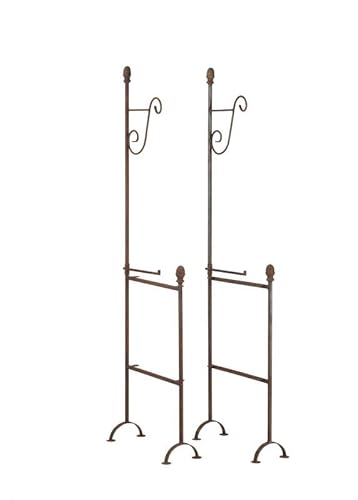 Hirsch Terracotta Pflanztisch Tiefe 60 cm Höhe 200 cm 2X Metallgestelle mit 2 Etagen und variablem Haken für 3 Etage Gartentisch Metall/Holz Pflanzregal Outdoortisch Gewächshaustisch von Hirsch Terracotta