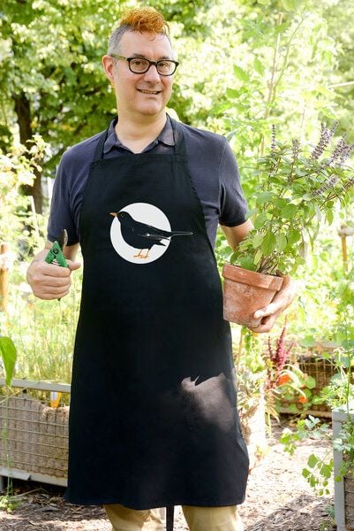 Hirschkind Bio-Kochschürze "Amsel" schwarz Fair-Trade von Hirschkind