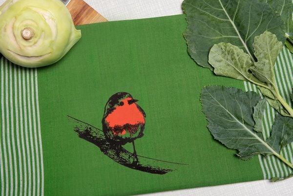 Hirschkind Bio- & Fair-Trade - Geschirrtuch 'Rotkehlchen' leaf green Hirschkind Bio- & Fair-Trade - Geschirrtuch 'Rotkehlchen' leaf green von Hirschkind