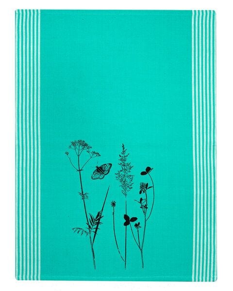 Hirschkind Bio & Fair-Trade-Geschirrtuch "Schmetterlingswiese" türkis von Hirschkind