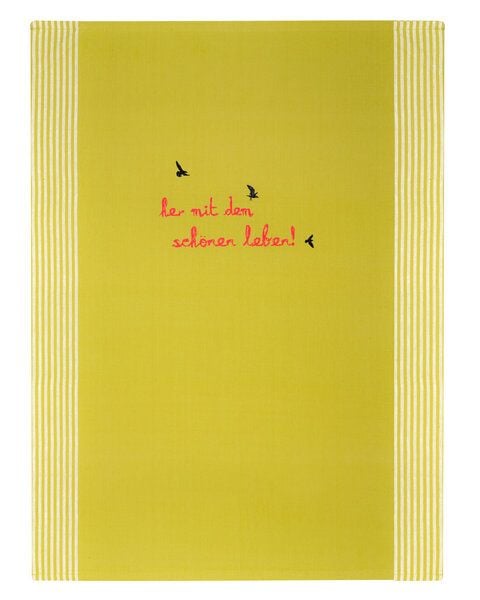 Hirschkind "her mit dem schönen leben!" Bio-&Fair-Trade-Geschirrtuch, hellgrün Hirschkind "her mit dem schönen leben!" Bio-&Fair-Trade-Geschirrtuch, hellgrün von Hirschkind