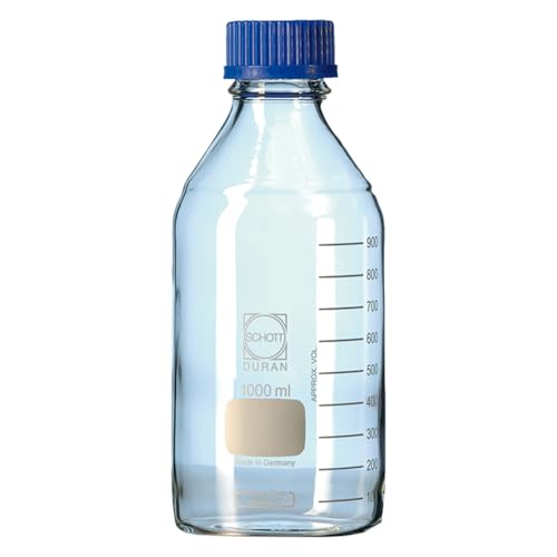 Hirschmann DURAN Borosilikatglas 3.3 Laborflasche mit Schraubverschlusskappe und Ausgießring, Weiß/Blau, GL 32 Gewinde, 50 ml Kapazität, 46 mm Durchmesser, 91 mm Höhe Hirschmann DURAN Borosilikatglas 3.3 Laborflasche mit Schraubverschlusskappe und Ausgießring, Weiß/Blau, GL 32 Gewinde, 50 ml Kapazität, 46 mm Durchmesser, 91 mm Höhe von Hirschmann