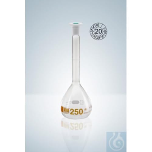 Hirschmann Duran Messkolben mit Polyethylen Stopfen, Klasse A, Braun Graduiert, NS 34/35, 5000 ml Kapazität, 1,2 ml Toleranz, 470 mm Höhe Hirschmann Duran Messkolben mit Polyethylen Stopfen, Klasse A, Braun Graduiert, NS 34/35, 5000 ml Kapazität, 1,2 ml Toleranz, 470 mm Höhe von Hirschmann