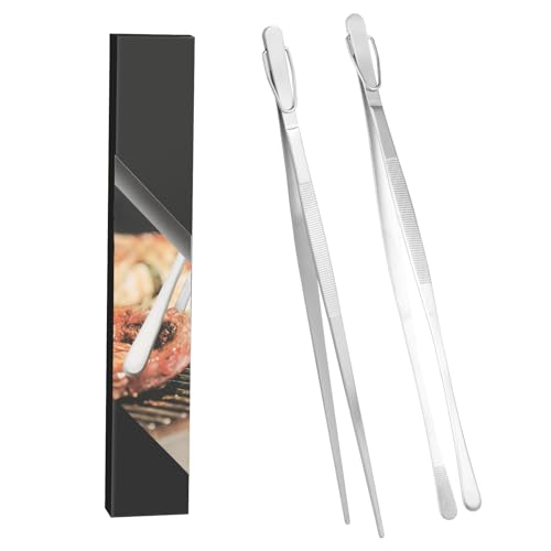 2er Set 30 cm Edelstahl Küchenzange - Präzise gezackte Spitzen - Fleischzange Pinzette Küche Kochpinzette - Professionelle Küchenpinzette für Kochen, Grillen und Backen von Hisdricus