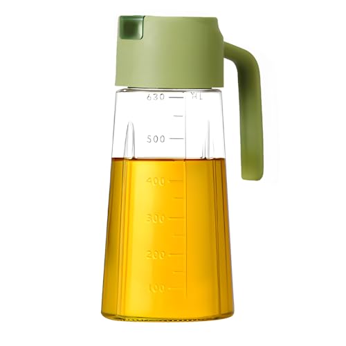 Hisdricus Ölflasche, Olivenölflasche, ölspender, 630ml Auto Flip Öl Flaschen, mit Rutschfester Griff, einfach nachzufüllen und zu reinigen, für Sojasauce Olivenöl Essig (Grün) von Hisdricus