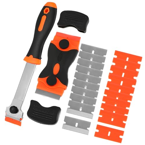 Schaber Küchenschaber Set, Schaber Set mit 10 Metall- und 10 Kunststoffklingen,Glasschaber Herdkratzer,mit Soft-Touch-Griff und Ersatzklingen als Küchenschaber und Glasschaber von Hisdricus