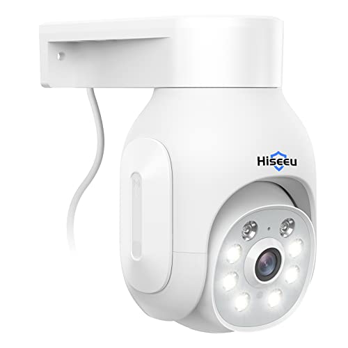 Hiseeu 【5MP+Automatische Verfolgen】 Überwachungskamera Aussen WLAN,360 ° Anzeigen PTZ Kamera mit 5X Digitaler Zoom,Farbe Nachtsicht,2-Wege-Audio,IP66 Wasserdicht,Cloud/SD-Karten Speicher von Hiseeu