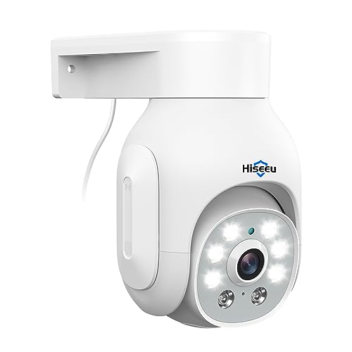 Hiseeu 360° Überwachungskamera für Außenbereich mit Farb-Nachtsicht,5MP POE PTZ Kamera für den Außenbereich,kabelgebundene CCTV-Kamera,Bewegungserkennung,2-Wege-Audio,Fernansicht,Arbeits-POE-System von Hiseeu