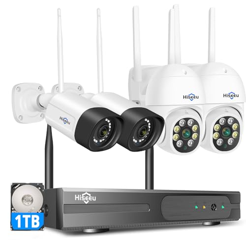 【PTZ-Kamera+Bullet-Kamera】 Hiseeu Überwachungskamera Set Aussen WLAN,5MP Überwachungskamerasystem mit 2-Wege-Audio,Fernansicht,IP66 Wasserdicht,Farb Nachtsicht,Bewegungserkennung und Alarm,1TB HDD 【PTZ-Kamera+Bullet-Kamera】 Hiseeu Überwachungskamera Set Aussen WLAN,5MP Überwachungskamerasystem mit 2-Wege-Audio,Fernansicht,IP66 Wasserdicht,Farb Nachtsicht,Bewegungserkennung und Alarm,1TB HDD von Hiseeu