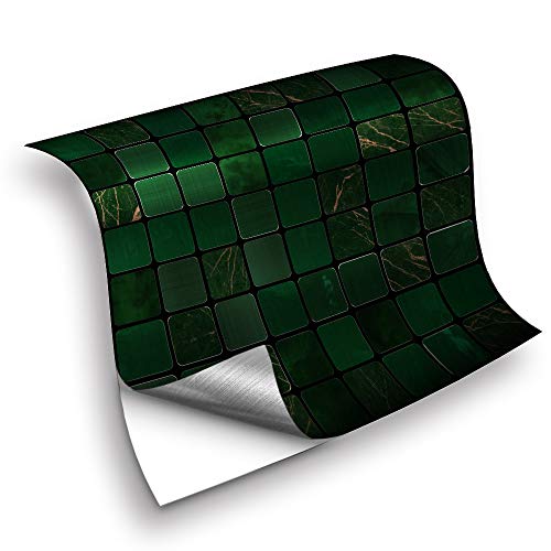 25 Stück Küchenrückwand Fliesenaufkleber, Hiser Klassisch Mosaik Stil Wasserdicht Ölfest Stickerfliesen Marmor Deko Selbstklebende für Badezimmer Wohnzimmer Dekoration (20x20cm,Grünes Mosaik) von Hiseng