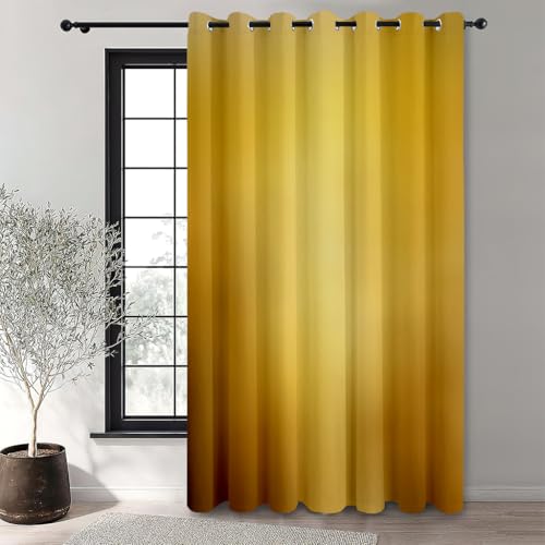 Hiseng 1 Stück Outdoor Vorhänge Wasserdicht Verdunkelungsvorhang mit Ösen, Farbverlauf Outdoorvorhänge Wetterfest Sonnenschutz Blickdicht Vorhang für Pavillon (180x213cm,Gelb) von Hiseng
