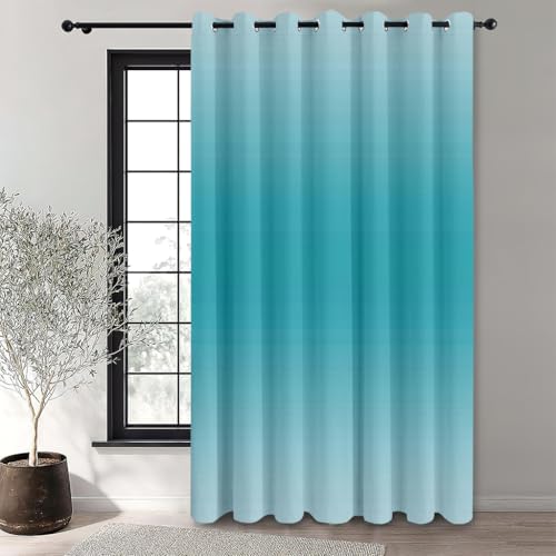 Hiseng 1 Stück Outdoor Vorhänge Wasserdicht Verdunkelungsvorhang mit Ösen, Farbverlauf Outdoorvorhänge Wetterfest Sonnenschutz Blickdicht Vorhang für Pavillon (180x213cm,Hellblau) von Hiseng