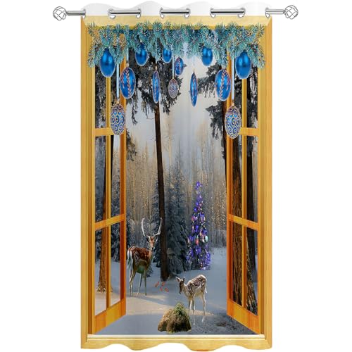 Hiseng 1 Stück Outdoor Vorhänge Wasserdicht Verdunkelungsvorhang mit Ösen, Fenster Druck Outdoorvorhänge Wetterfest Sonnenschutz Blickdicht Vorhang für Pavillon (132x182cm,Garten) von Hiseng