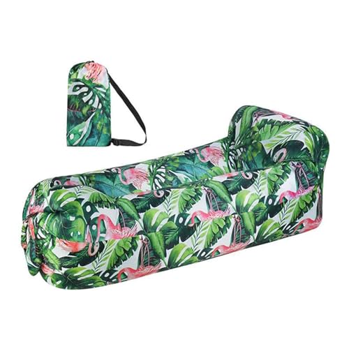Hiseng Aufblasbares Sofa, Druck Tragbares Luftsofa Luftsack Wasserdichtes Air Lounger Aufblasbare Luft Sofa Couch für Outdoor Strand Camping Reisen Park Musikfestivals (Flamingo,220x70cm) von Hiseng