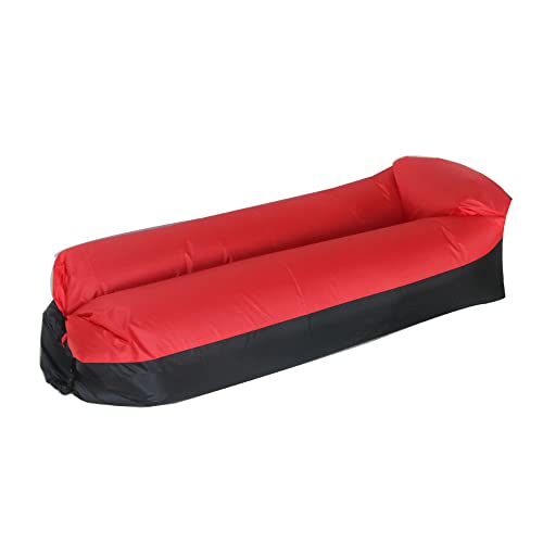 Hiseng Aufblasbares Sofa, Tragbares Luftsofa Luftsack Schwarz Wasserdichtes Air Lounger Aufblasbare Luft Sofa Couch für Strand Camping Reisen Park Musikfestivals Outdoor (Rot,230x70cm) von Hiseng