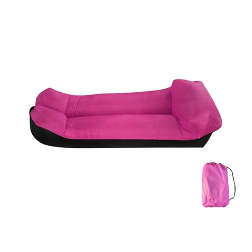 Hiseng Aufblasbares Sofa, Tragbares Luftsofa Luftsack Wasserdichtes Air Lounger Aufblasbare Luft Sofa Couch für Outdoor Strand Camping Reisen Park Musikfestivals Bunt (Rosa,200x70cm) von Hiseng